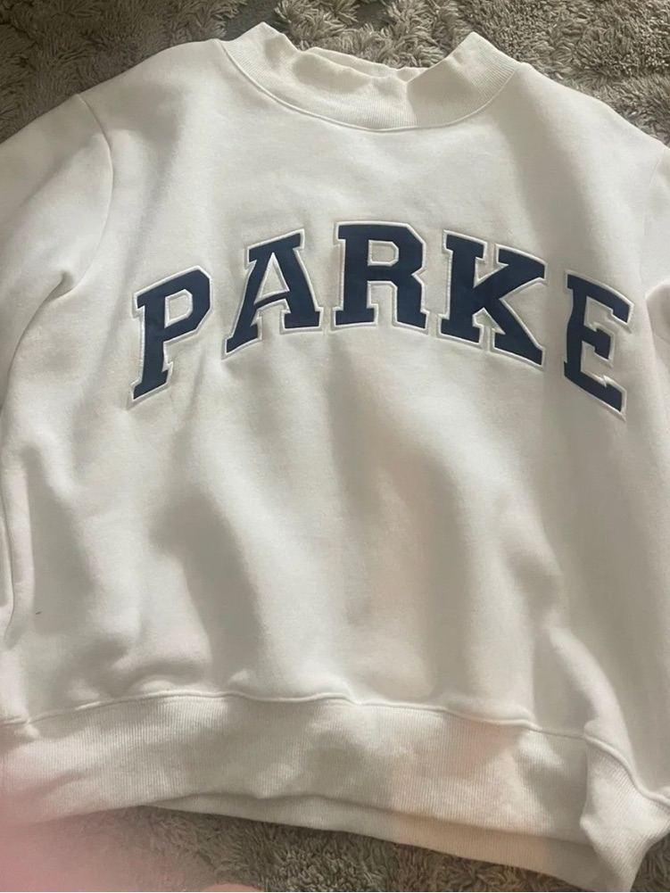 Parker White Crewneck Sweatshirt With Blue Lettering